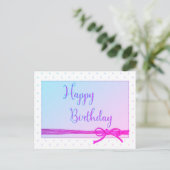 Happy Birthday Tied mit Bow Birthday Card Postkarte (Stehend Vorderseite)
