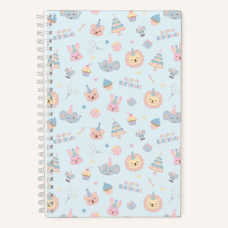 Happy Birthday Tiere Blau Notizblock