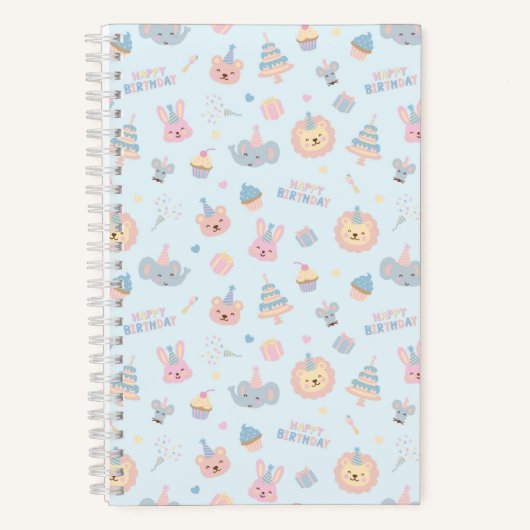 Happy Birthday Tiere Blau Notizblock (Vorderseite)