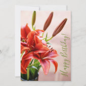 Happy Birthday Tiger Lilies Foto Custom Card Karte (Vorderseite)