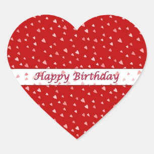 Happy Birthday Tiny Hearts on Red Heart Sticker