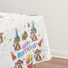 Happy Birthday Tischdecke Monkey Konfetti Cupcake