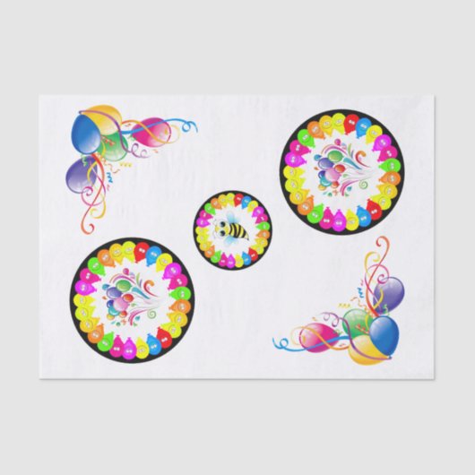 Happy Birthday Tissue Bumblebee Seidenpapier (Vorderseite)