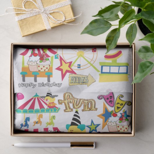 Happy Birthday Tissue Carnival Circus Seidenpapier (Geschenk)