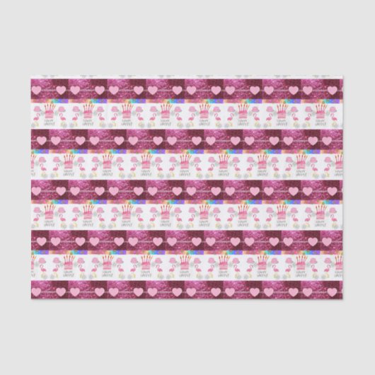 Happy Birthday Tissue Flamingo Seidenpapier (Vorderseite)