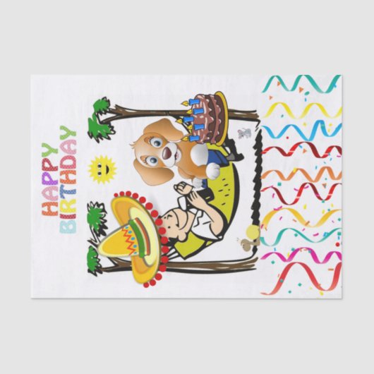 Happy Birthday Tissue Man Dog Seidenpapier (Vorderseite)