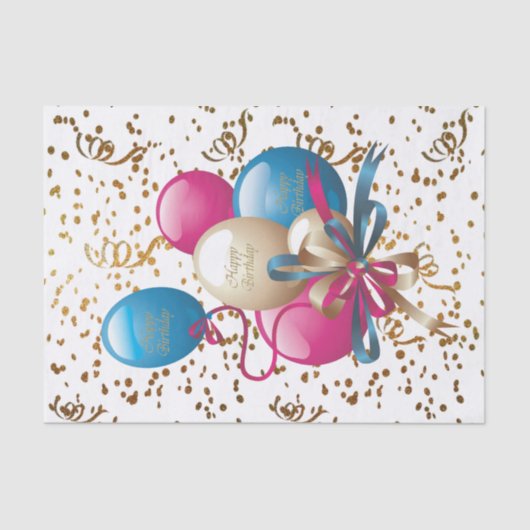 Happy Birthday Tissue Paper Balloons Seidenpapier (Vorderseite)