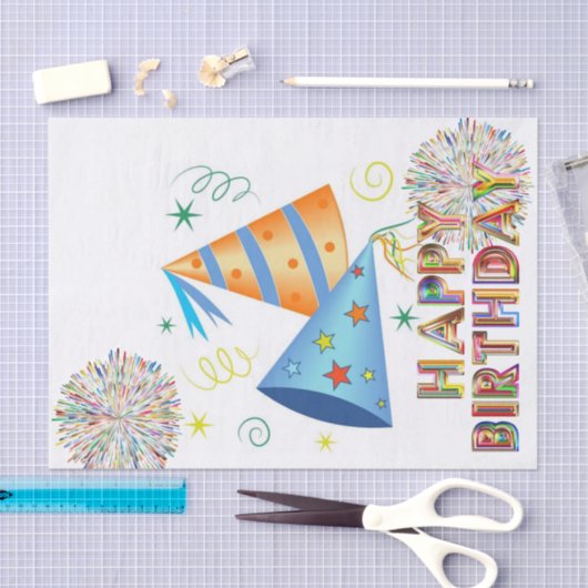 Happy Birthday Tissue Paper Birthday Hats Seidenpapier (Handwerk)