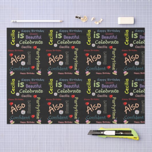 Happy Birthday Tissue Paper Cecilia Seidenpapier (Handwerk)