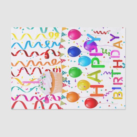 Happy Birthday Tissue Paper Confetti Seidenpapier (Vorderseite)
