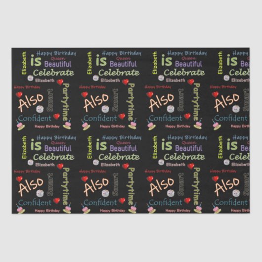 Happy Birthday Tissue Paper Elizabeth Seidenpapier (Vorderseite)