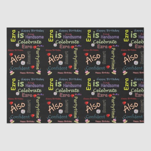 Happy Birthday Tissue Paper Ezra Seidenpapier (Vorderseite)
