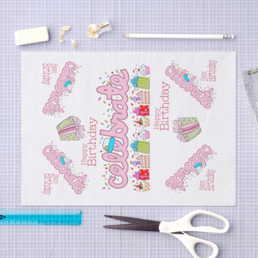 Happy Birthday Tissue Paper feiert Pink Seidenpapier (Handwerk)