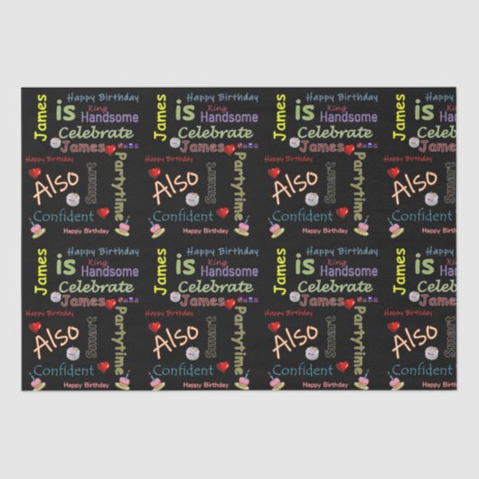 Happy Birthday Tissue Paper James Seidenpapier (Vorderseite)