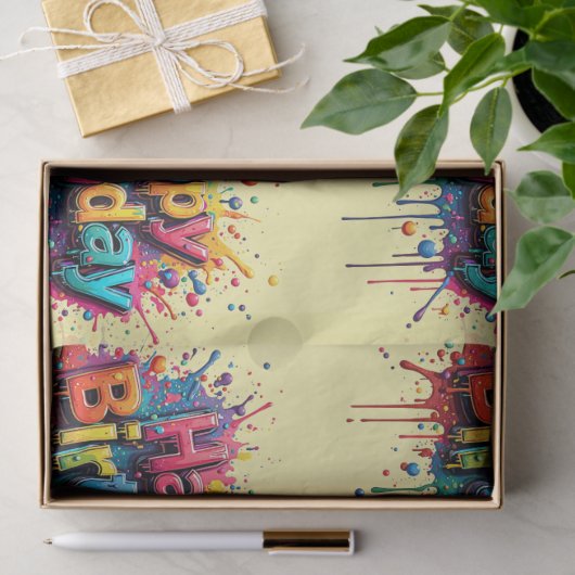 Happy Birthday Tissue Paper – Multicolor Typograph Seidenpapier (Geschenk)