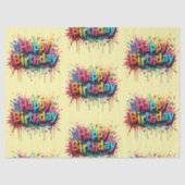 Happy Birthday Tissue Paper – Multicolor Typograph Seidenpapier (Vorderseite)