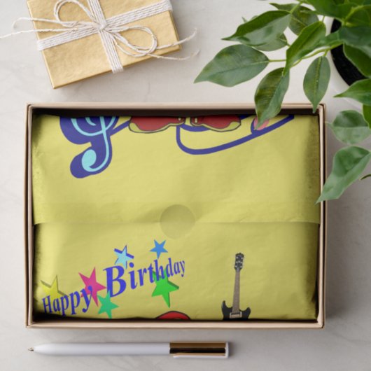 Happy Birthday Tissue Paper Music Gitarre Seidenpapier (Geschenk)