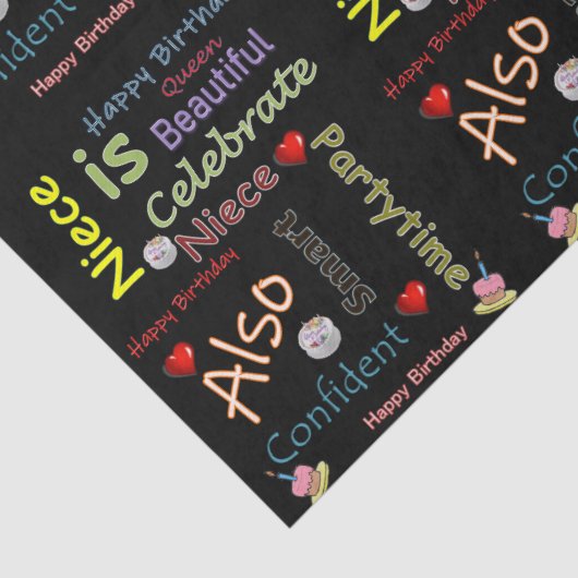 Happy Birthday Tissue Paper Niece Seidenpapier (Detail)