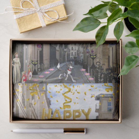 Happy Birthday Tissue Paper Paris Frankreich Seidenpapier (Geschenk)