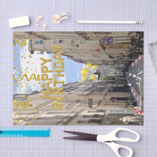 Happy Birthday Tissue Paper Paris Frankreich Seidenpapier (Handwerk)