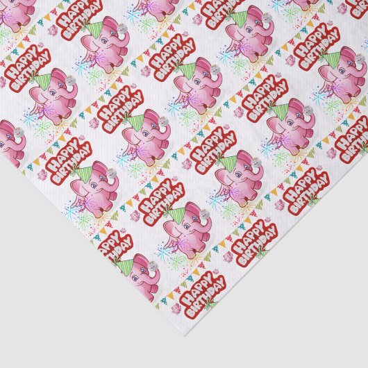 Happy Birthday Tissue Paper Pink Pig Seidenpapier (Ausschnitt)