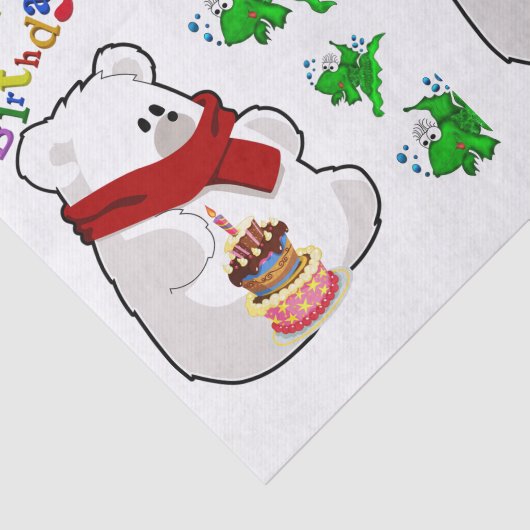 Happy Birthday Tissue Paper Polar Bear Seidenpapier (Ausschnitt)