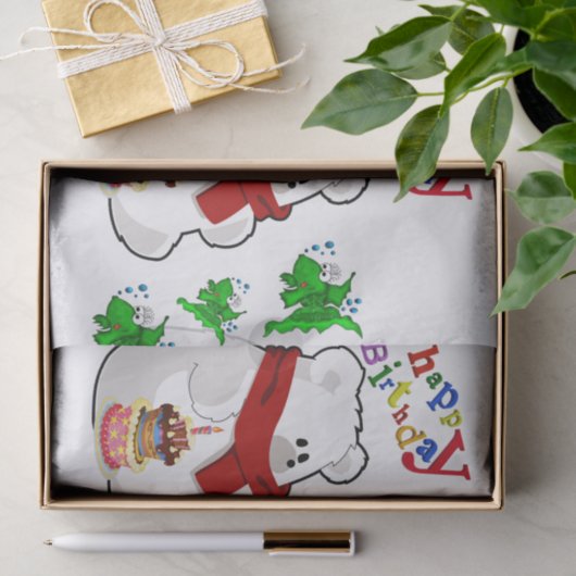 Happy Birthday Tissue Paper Polar Bear Seidenpapier (Geschenk)