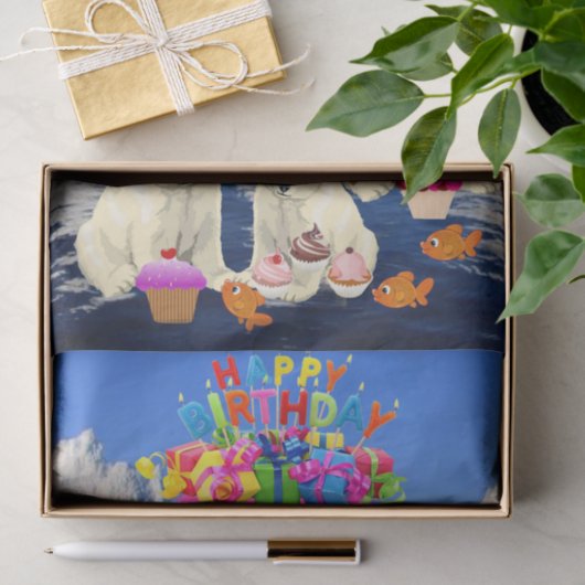 Happy Birthday Tissue Paper Polar Bear Seidenpapier (Geschenk)