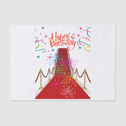Happy Birthday Tissue Paper Red Carpet Seidenpapier (Vorderseite)