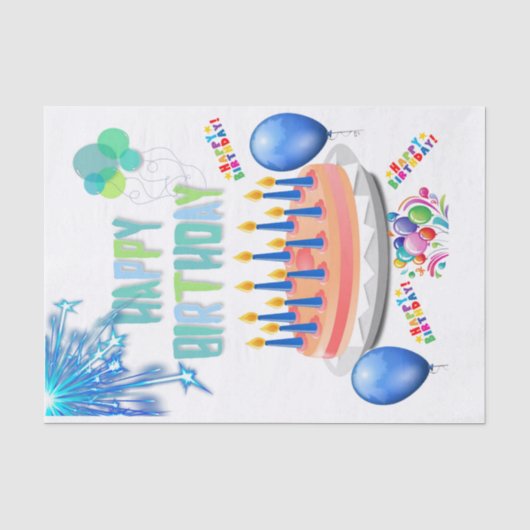 Happy Birthday Tissue Paper Seidenpapier (Vorderseite)