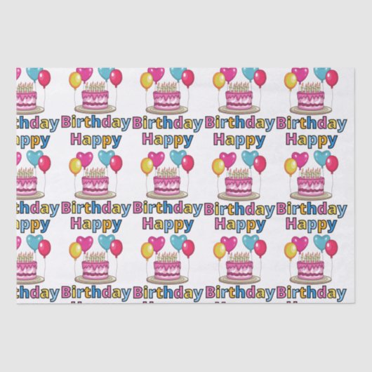 Happy Birthday Tissue Paper Seidenpapier (Vorderseite)