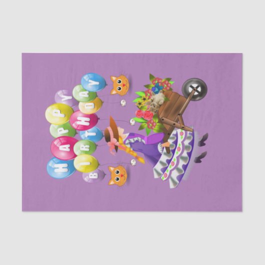 Happy Birthday Tissue Paper Viktorianisch Seidenpapier (Vorderseite)