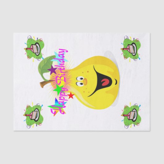 Happy Birthday Tissue Pear Cupcake Seidenpapier (Vorderseite)