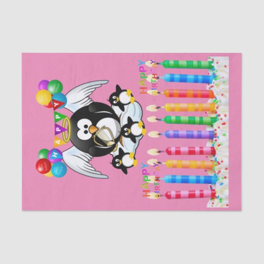 Happy Birthday Tissue Pinguin Seidenpapier (Vorderseite)