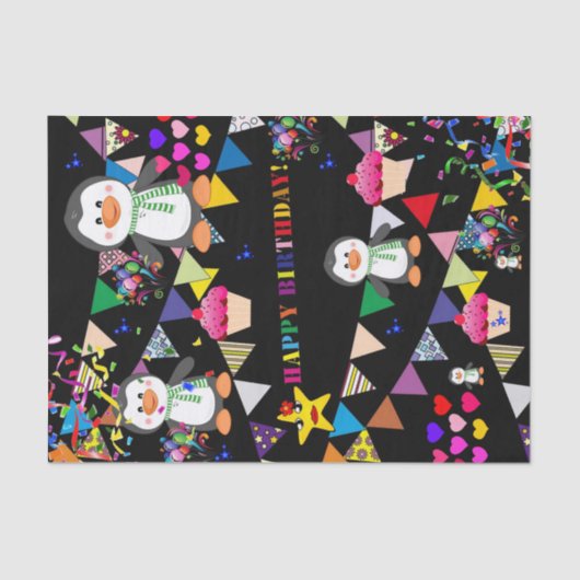 Happy Birthday Tissue Pinguin Seidenpapier (Vorderseite)