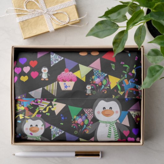 Happy Birthday Tissue Pinguin Seidenpapier (Geschenk)