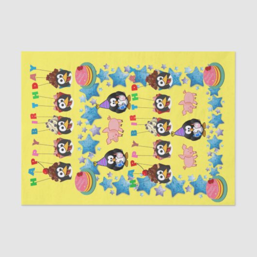 Happy Birthday Tissue Pinguin Seidenpapier (Vorderseite)