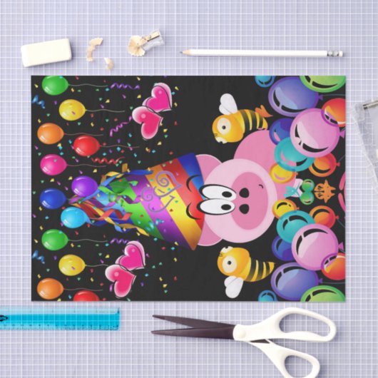 Happy Birthday Tissue Pink Pig Hummel Seidenpapier (Handwerk)