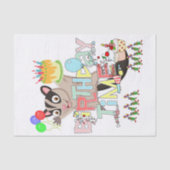 Happy Birthday Tissue Possum Cake Seidenpapier (Vorderseite)