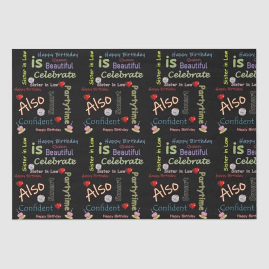 Happy Birthday Tissue Sister für Recht Seidenpapier (Vorderseite)