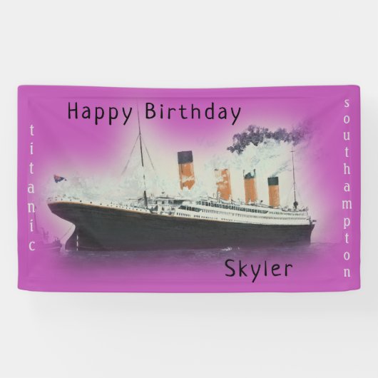 Happy Birthday Titanic Ship Name Sea Rose Rosa Banner (Horizontal)
