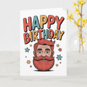 Happy Birthday to a Man With an Excellent Beard Karte (Gelbe Blume)