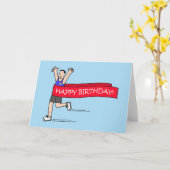 Happy BIrthday to Male Runner Cartoon Spaß Karte (Gelbe Blume)