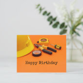 Happy Birthday to Mechanic mit Tools Klebeband Postkarte (Stehend Vorderseite)