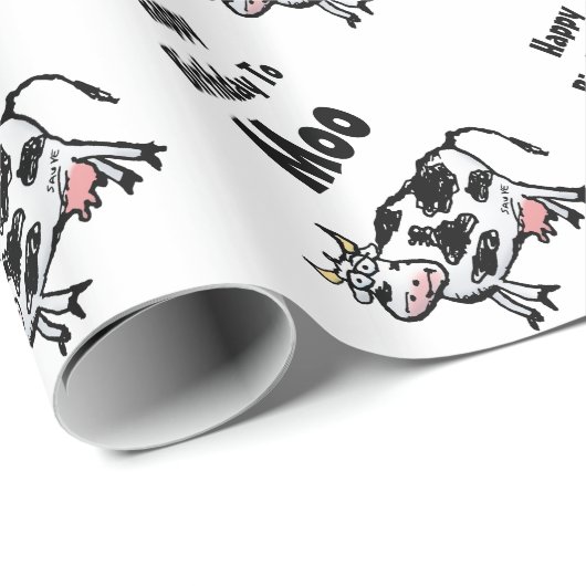 Happy Birthday to Moo Kuh Wrapping Paper Geschenkpapier (Rolleneckpunkt)