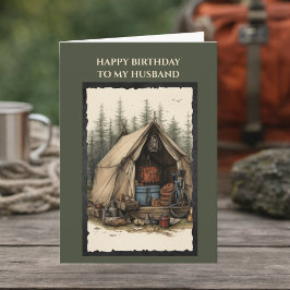 Happy Birthday to my Husband Card | Rustic Camping Karte