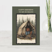 Happy Birthday to my Husband Card | Rustic Camping Karte (Vorderseite)