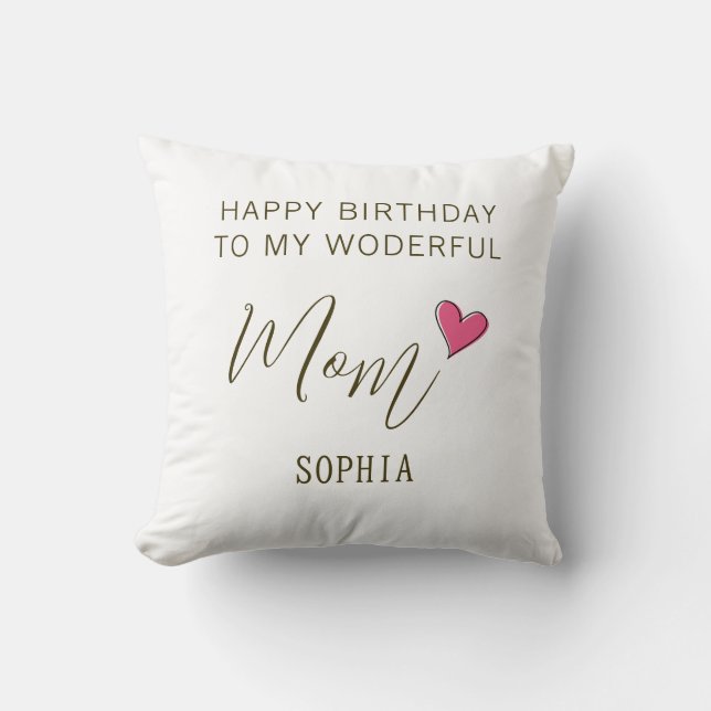 Happy Birthday to My Wonderful Mom – Personalized Kissen (Vorderseite)