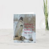 Happy Birthday to Niece with White Owl Karte (Vorderseite)