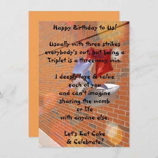 Happy Birthday to Uns Triplets Flat Card (Vorne/Hinten)